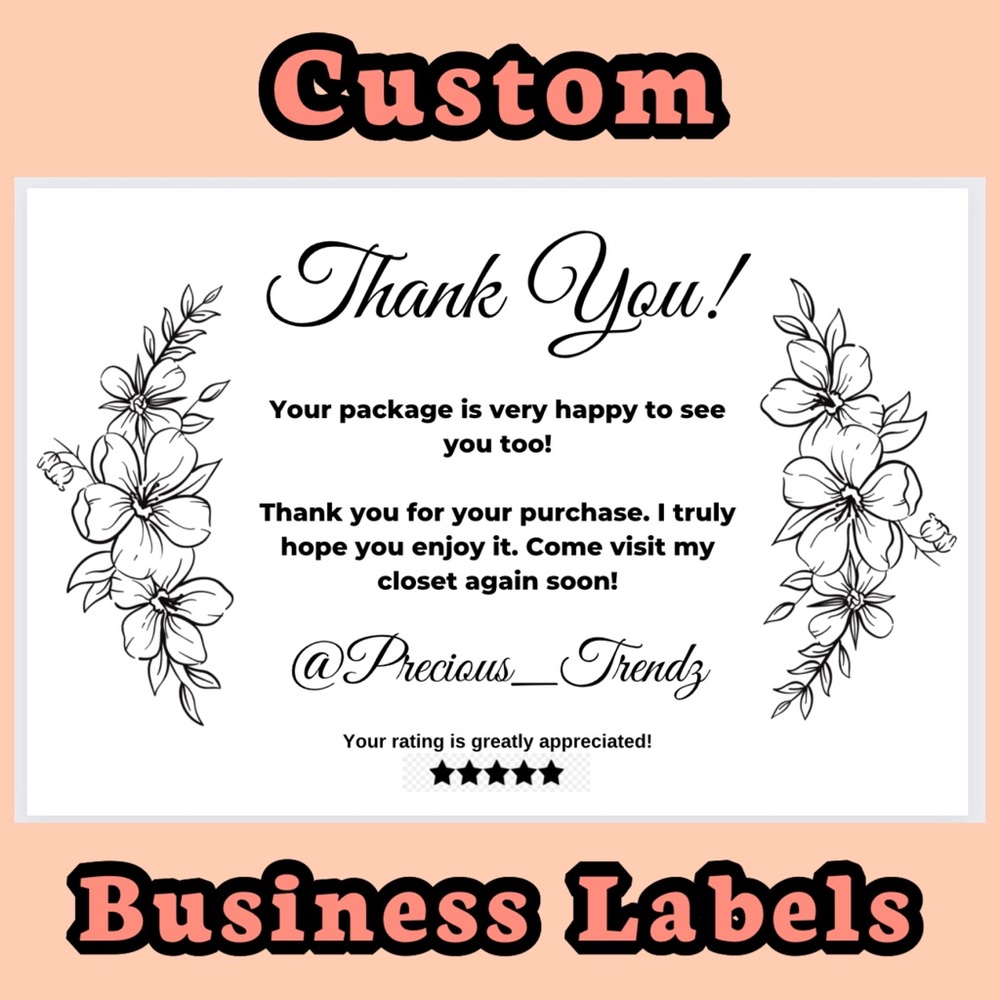 Custom Business Labels | 50 PCS | Thermal Labels | Black White | Stickers